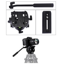PULUZ Heavy Duty Video Camera Tripod Action Fluid Drag Head with Sliding Plate for DSLR & SLR Cameras, Small Size(Black) at 8...