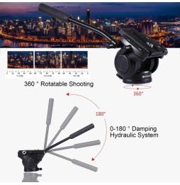 PULUZ Heavy Duty videocamera statief Action Fluid Drag Head met schuifplaat voor DSLR- en SLR-camera's, klein formaat (zwart)...
