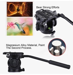 PULUZ Heavy Duty Video Camera Tripod Action Fluid Drag Head with Sliding Plate for DSLR & SLR Cameras, Small Size(Black) at 8...