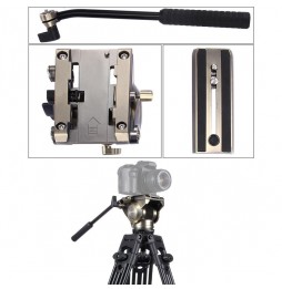 PULUZ Heavy Duty Video Camera Tripod Action Fluid Drag Head with Sliding Plate for DSLR & SLR Cameras, Large Size(Gold) at 11...