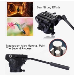 PULUZ Heavy Duty Video Camera Tripod Action Fluid Drag Head with Sliding Plate for DSLR & SLR Cameras, Large Size(Black) at 1...