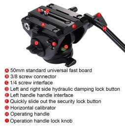 PULUZ Heavy Duty videocamera statief Action Fluid Drag Head met schuifplaat voor DSLR- en SLR-camera's, groot formaat (zwart)...