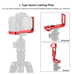 PULUZ 1/4 inch Vertical Shoot Quick Release L Plate Bracket Base Holder for Sony A9 (ILCE-9) / A7 III/ A7R III(Red) at 29,58 €