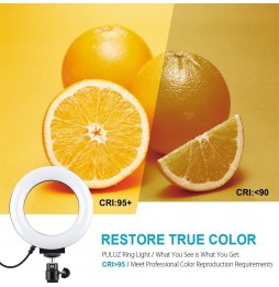 PULUZ Ronde basis Desktopmontage + 4.7 inch 12 cm 3 standen USB Dimbare LED Ring Vloggen Videolamp, verstelbare hoogte: 18 cm...