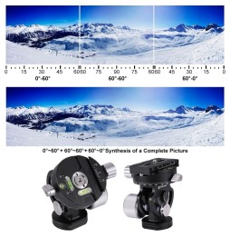 PULUZ 2-weg pan / tilt statiefkop Panoramische fotografiekop met snelkoppelingsplaat en 3 waterpas voor 88,40 €