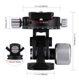 PULUZ 2-Way Pan/Tilt Tripod Head Panoramic Photography Head with Quick Release Plate & 3 Bubble Level at 88,40 €