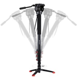 PULUZ Four-Section Telescoping Aluminum-magnesium Alloy Self-Standing Monopod + Fluid Head with Support Base Bracket at 216,84 €