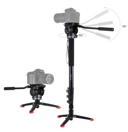 PULUZ Four-Section Telescoping Aluminum-magnesium Alloy Self-Standing Monopod + Fluid Head with Support Base Bracket at 216,84 €