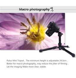 PULUZ Pocket Mini Microspur Photos Magnesium Alloy Tripod Mount with 360 Degree Ball Head for DSLR & Digital Camera, Adjustab...