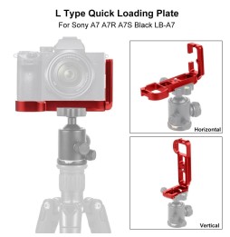 PULUZ 1/4 inch Vertical Shoot Quick Release L Plate Bracket Base Holder for Sony A7R / A7 / A7S / A7R2 / A7S2(Red) at 17,44 €