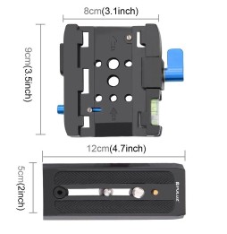 PULUZ Quick Release Clamp Adapter + Quick Release Plate for DSLR & SLR Cameras(Black) at 14,46 €
