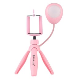 PULUZ Mini Pocket Desktop Tripod Mount + Phone Clamp Holder + Live Broadcast LED Light with 1/4 inch Screw (Pink) at 23,78 €
