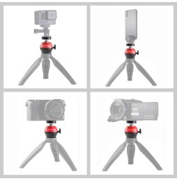 PULUZ 1/4 inch Screw CNC Aluminum Alloy Ball Head ABS Tripod Adapter(Red) at 4,00 €