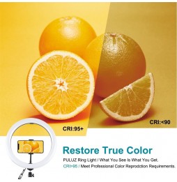 PULUZ 11.8 pouces 30cm RGBW Light + 1.1m Support de trépied Surface incurvée Dimmable LED Anneau LED à double température de ...