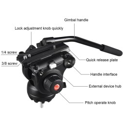 PULUZ Professional Heavy Duty Video Camcorder Stativ aus Aluminiumlegierung mit Fluid Drag Head für DSLR / SLR-Kamera, einste...