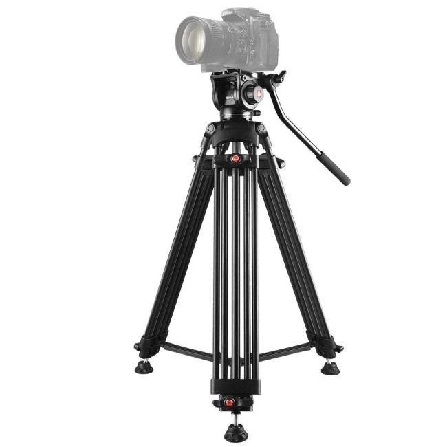 PULUZ Professionele heavy-duty video-camcorder Aluminium statief met vloeistofsleepkop voor DSLR / SLR-camera, verstelbare ho...