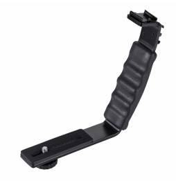 PULUZ L-Shape Bracket Handheld Grip Holder with Dual Side Cold Shoe Mounts for Video Light Flash, DSLR Camera at 5,06 €