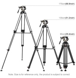 PULUZ 3 in 1 (Tripod + Bowl Adapter + Gold Fluid Drag Head) Heavy Duty Video Camcorder Aluminum Alloy Tripod Mount Kit for DS...