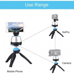 PULUZ Elektronischer 360-Grad-Panoramakopf + Stativhalterung + GoPro-Klemme + Telefonklemme mit Fernbedienung für Smartphones...
