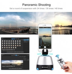 PULUZ elektronische 360 graden rotatie panoramische kop met afstandsbediening voor smartphones, GoPro, DSLR-camera's (blauw) ...