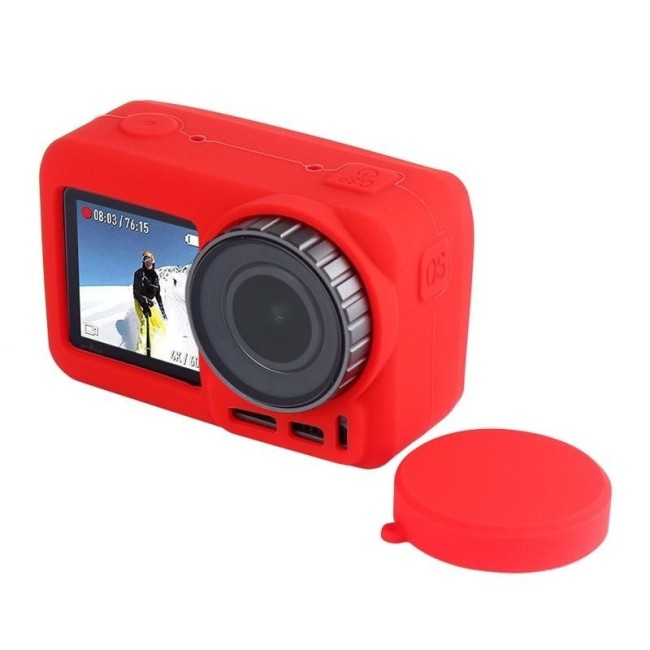 PULUZ Silicone Protective Case with Lens Cover for DJI Osmo Action(Red) at 4,30 €