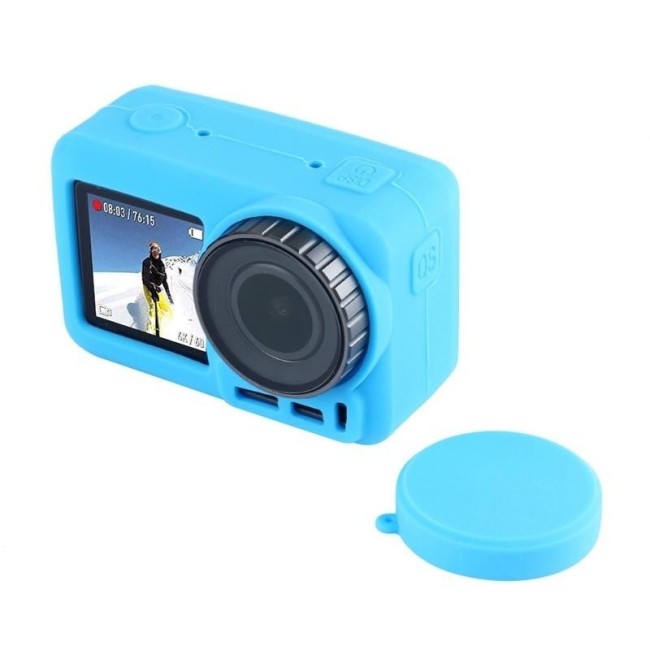 PULUZ Silicone Protective Case with Lens Cover for DJI Osmo Action(Blue) voor 4,30 €