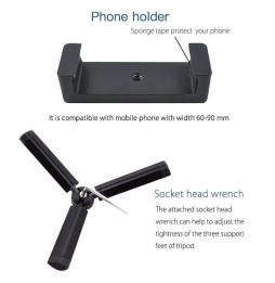 STARTRC Foldable Metal Tripod Holder + Phone Clamp Mount Fixed Stand Bracket with LED Light for DJI OSMO Pocket(Black) voor 5...