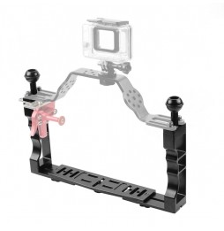 PULUZ Adjustable Diving Dual Hand-held CNC Aluminum Lamp Arm Holder for Diving Underwater Photography System, Upgrade Version...