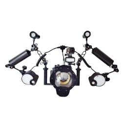 PULUZ Diving Support de monopode Selfie en aluminium à double main CNC pour GoPro HERO9 Black / HERO8 Black / HERO7 / 6/5/5 S...
