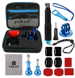 PULUZ 16 in 1 CNC Metal Accessories Combo Kits with EVA Case (Screws + Surface Mounts + Tripod Adapter + Extendable Pole Mono...