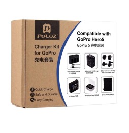 PULUZ 10 en 1 AHDBT-501 3.85V 1220mAh Battery + AHDBT-501 3-channel Battery Charger + Mesh Storage Bag + Battery Storage Box ...