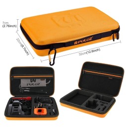 PULUZ 29 in 1 Zubehör Kombikits mit orangefarbenem EVA-Koffer (Brustgurt + Kopfgurt + Handgelenksriemen + schwimmende Abdecku...