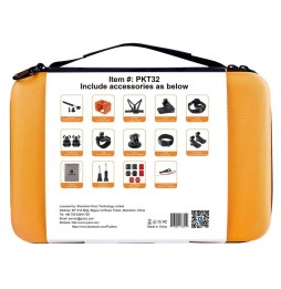 PULUZ 29 in 1 Zubehör Kombikits mit orangefarbenem EVA-Koffer (Brustgurt + Kopfgurt + Handgelenksriemen + schwimmende Abdecku...