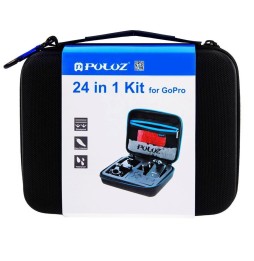 PULUZ 24-in-1-Zubehör für Fahrradhalterungen mit EVA-Koffer (Armband + Helmgurt + Verlängerungsarm + Schnellverschlüsse + Obe...
