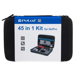PULUZ 45 in 1 Zubehör Ultimative Combo-Kits mit EVA-Koffer (Brustgurt + Saugnapfhalterung + 3-Wege-Schwenkarme + J-Haken-Schn...