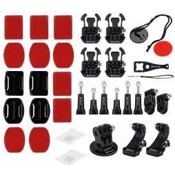 PULUZ 45 in 1 Accessories Ultimate Combo Kits with EVA Case (Chest Strap + Suction Cup Mount + 3-Way Pivot Arms + J-Hook Buck...