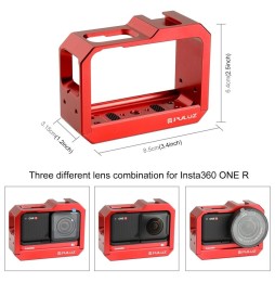 PULUZ Aluminum alloy Frame Mount Protective Case Cage with Cold Shoe Base Slot & Tripod Base Adapter for Insta360 One R(Red) ...