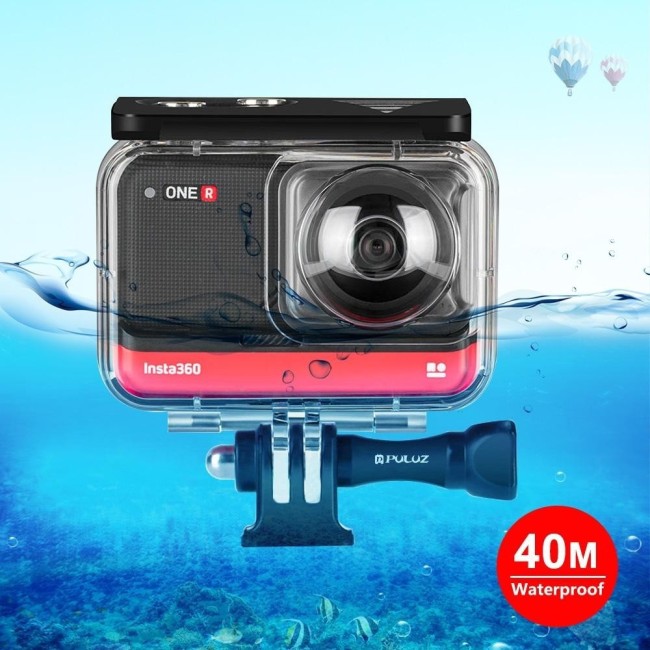 PULUZ 40m Underwater Depth Diving Case Waterproof Camera Housing for Insta360 ONE R Panorama Camera Edition(Transparent) at 3...
