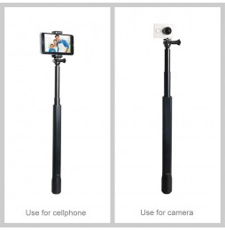 PULUZ Selfie Stick portable extensible en alliage d'aluminium étanche PULUZ avec base à dégagement rapide et longue vis et la...