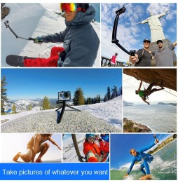 PULUZ 3-Wege-Griff Faltbares Multifunktions-Selfie-Stick-Verlängerungs-Einbeinstativ mit Stativ für GoPro HERO9 Schwarz / HER...