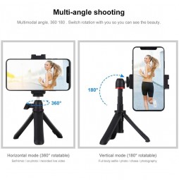 PULUZ Selfie Sticks Tripod Mount + Phone Clamp with Tripod Adapter & Long Screw(Black) at 14,03 €