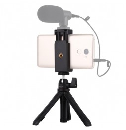 PULUZ Selfie Sticks Tripod Mount + Phone Clamp with Tripod Adapter & Long Screw(Black) at 14,03 €