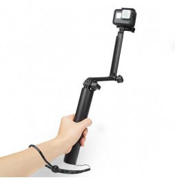 PULUZ 3-Way Grip Foldable Multi-functional Selfie-stick Extension Monopod Holder for GoPro HERO9 Black / HERO8 Black / HERO7 ...