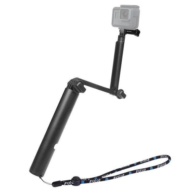 PULUZ 3-Way Grip Foldable Multi-functional Selfie-stick Extension Monopod Holder for GoPro HERO9 Black / HERO8 Black / HERO7 ...