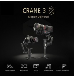ZHIYUN YSZY014 CRANE 3S-E 3-Axis Handheld Gimbal Wireless Image Transmission Camera Stabilizer with Easysling Handle + Quick ...