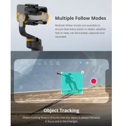 Stabilisateur de cardan portable pliable à 3 axes MOZA Mini-S Essential pour caméra d'action et téléphone intelligent (noir) ...