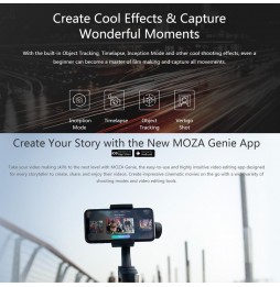 MOZA Mini-S Premium Edition Stabilisateur de cardan portable pliable à 3 axes pour caméra d'action et téléphone intelligent (...