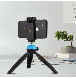 PULUZ Selfie Sticks Pince de téléphone à montage sur trépied avec trous de vis de 1/4 pouce et base de chaussure froide (noir...