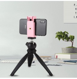 PULUZ Selfie Sticks Tripod Mount Phone Clamp with 1/4 inch Screw Holes & Cold Shoe Base(Pink) at 2,18 €