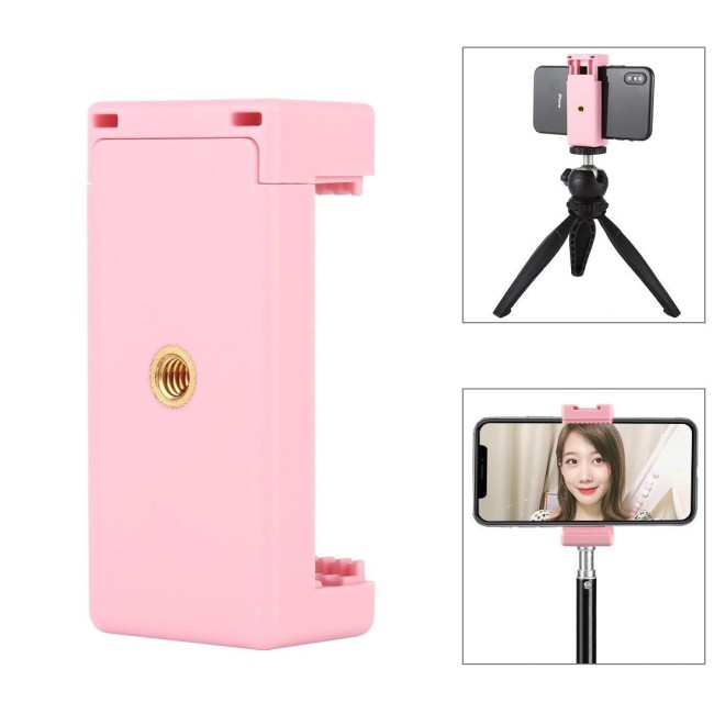 PULUZ Selfie Sticks Tripod Mount Phone Clamp with 1/4 inch Screw Holes & Cold Shoe Base(Pink) at 2,18 €